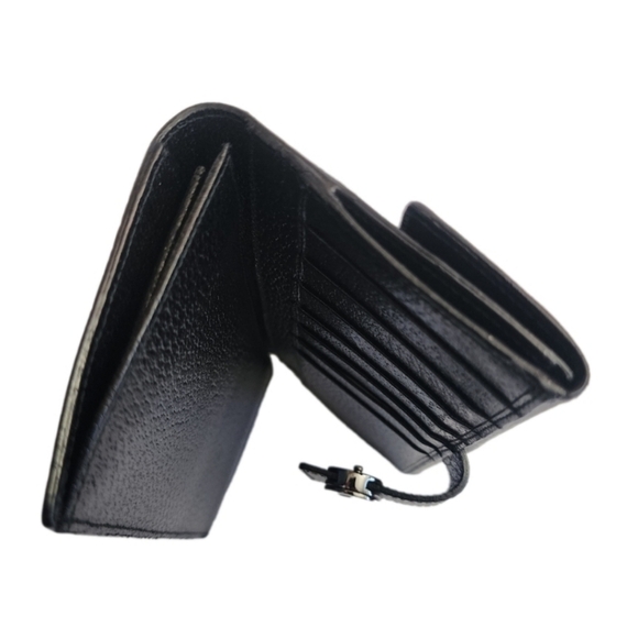 Authentic black GUCCI leather mesh long bifold continental wallet - Picture 5 of 9